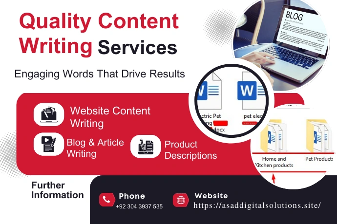 Quality Content Writing Services for website content, blog writing, and product descriptions to drive engagement and results